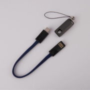 The Cap And The Cable Of Woven Flat Charging Cable Keychain