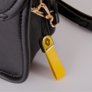 High Quality Leather Of Phone Charm Strap Leather Keychain With Arched Metal Part