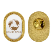 Metal Luster Of Custom Wide Capsule Shaped Metal Badge Pin