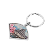 Metal Luster Of Japan Matsumoto Castle Keyring In Folding Fan Shape