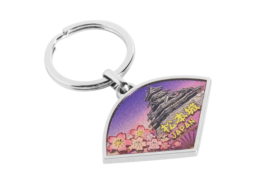 Relief Design Of Japan Matsumoto Castle Keyring In Folding Fan Shape