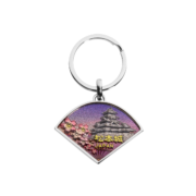 The Front Side Of Japan Matsumoto Castle Keyring In Folding Fan Shape