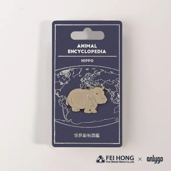 Delicate Paper Card Animal Shaped Magnetic Badge Hippo