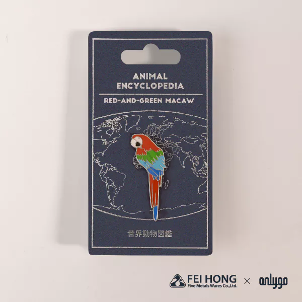 Delicate Paper Card Animal Shaped Magnetic Badge Red And Green Macaw