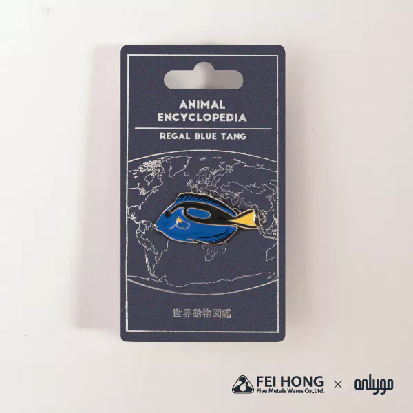 Delicate Paper Card Animal Shaped Magnetic Badge Regal Blue Tang