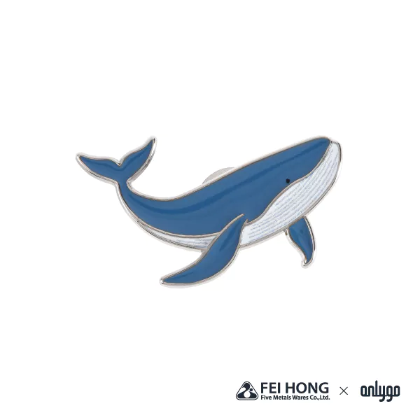 The Front Side Of Animal Shaped Magnetic Badge Blue Whale