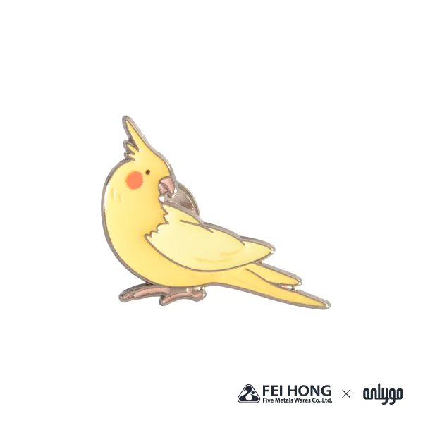 The Front Side Of Animal Shaped Magnetic Badge Cockatiel
