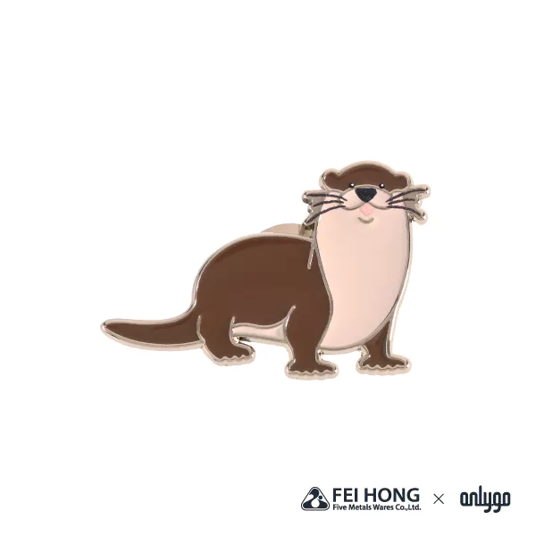 The Front Side Of Animal Shaped Magnetic Badge Eurasian Otter