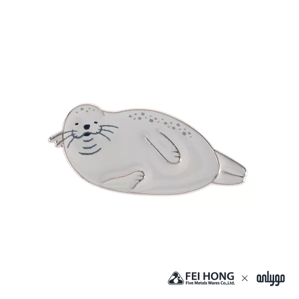 The Front Side Of Animal Shaped Magnetic Badge Harbor Seal