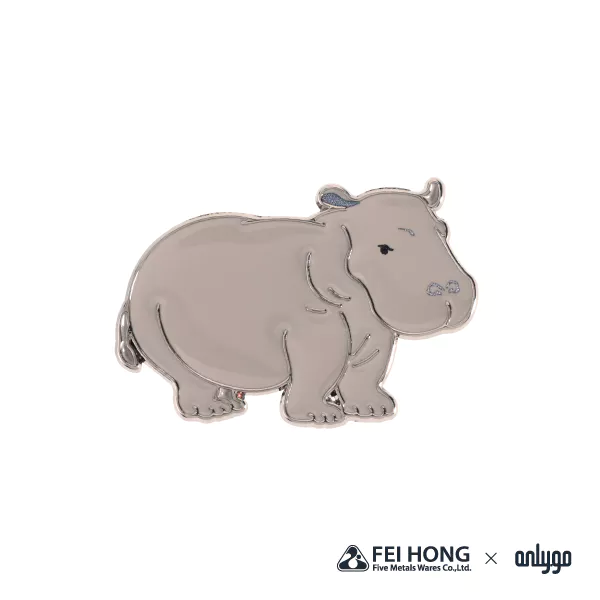 The Front Side Of Animal Shaped Magnetic Badge Hippo