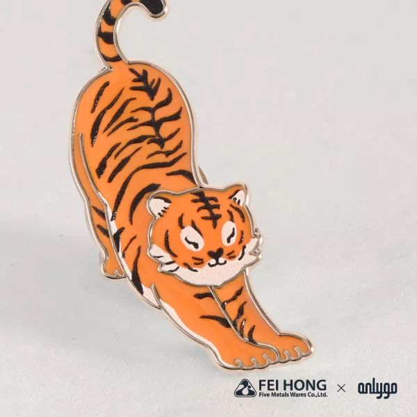 The Soft Enamel Pin Effect Of Animal Shaped Magnetic Badge Bengal Tiger