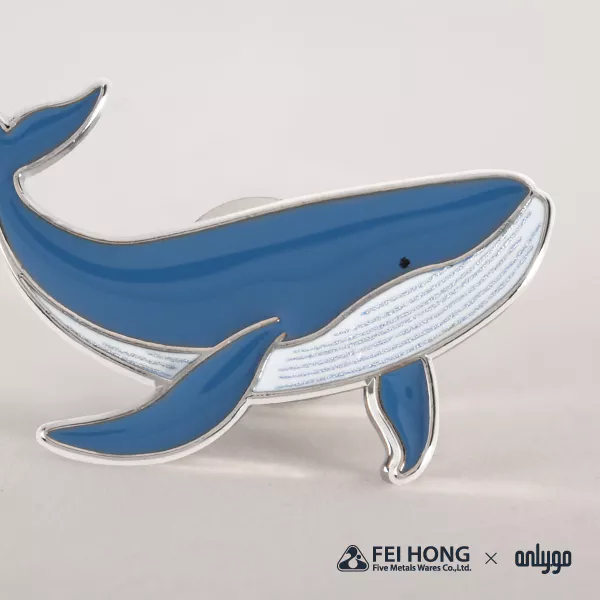 The Soft Enamel Pin Effect Of Animal Shaped Magnetic Badge Blue Whale