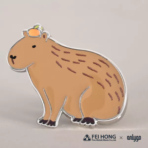 The Soft Enamel Pin Effect Of Animal Shaped Magnetic Badge Capybara