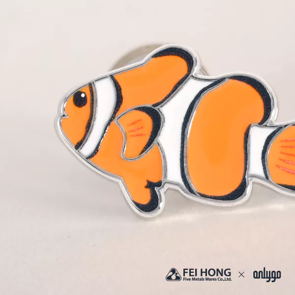 The Soft Enamel Pin Effect Of Animal Shaped Magnetic Badge Clownfish