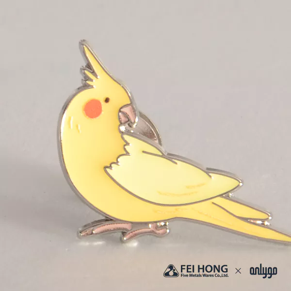 The Soft Enamel Pin Effect Of Animal Shaped Magnetic Badge Cockatiel