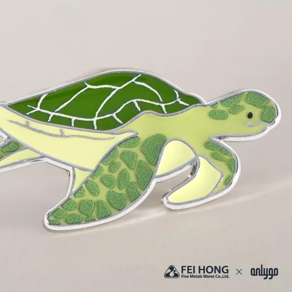 The Soft Enamel Pin Effect Of Animal Shaped Magnetic Badge Green Sea Turtle
