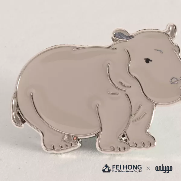 The Soft Enamel Pin Effect Of Animal Shaped Magnetic Badge Hippo