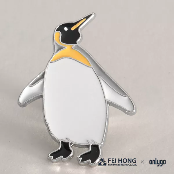 The Soft Enamel Pin Effect Of Animal Shaped Magnetic Badge King Penguin