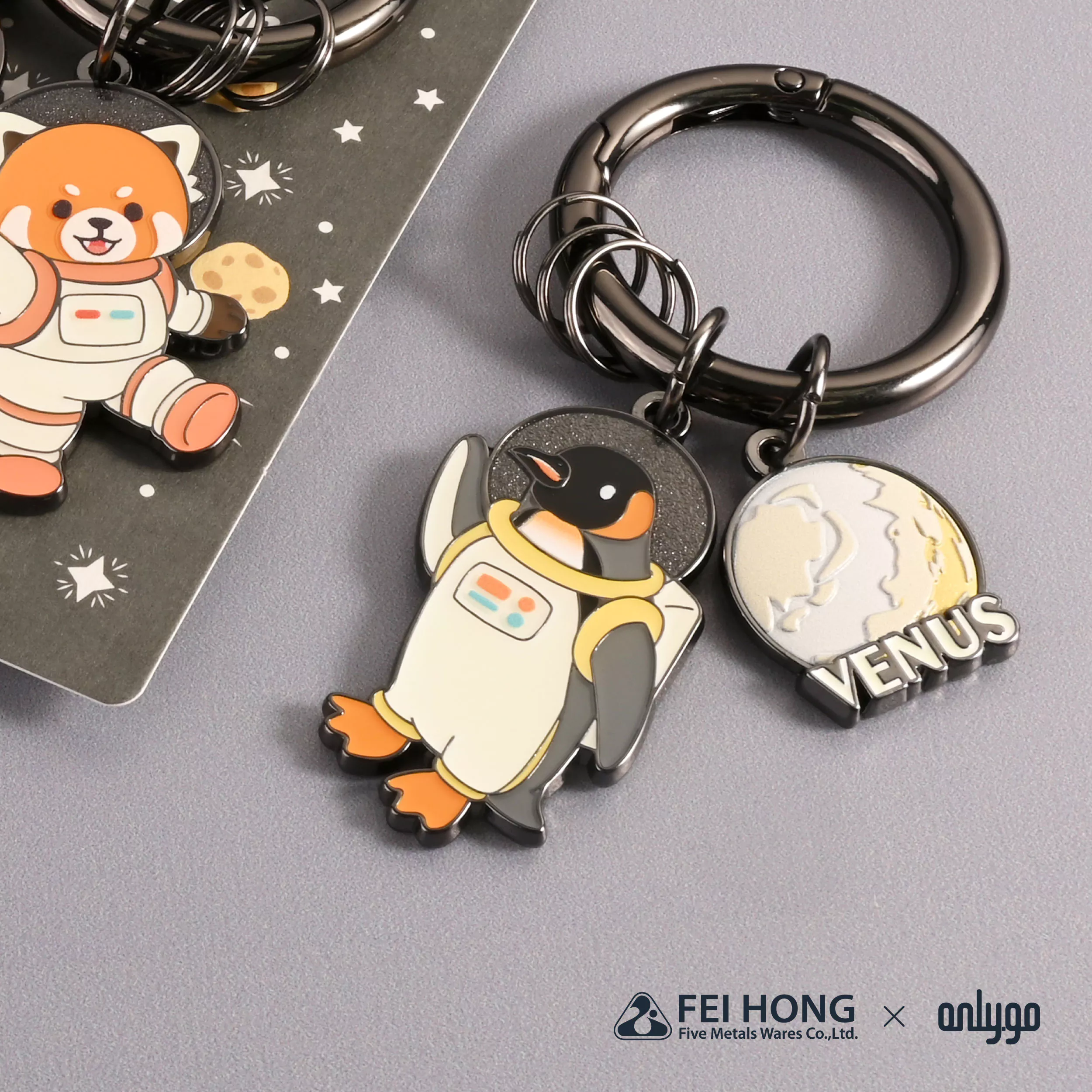 CJ C080B 動物太空人鑰匙圈 金星X國王企鵝 FH 06