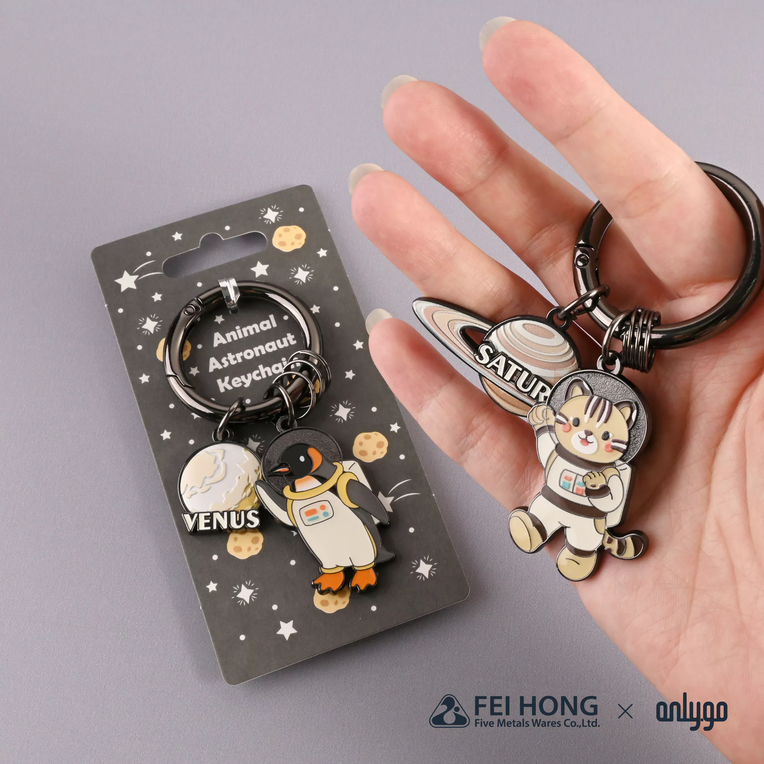 CJ C080B 動物太空人鑰匙圈 金星X國王企鵝 FH 07
