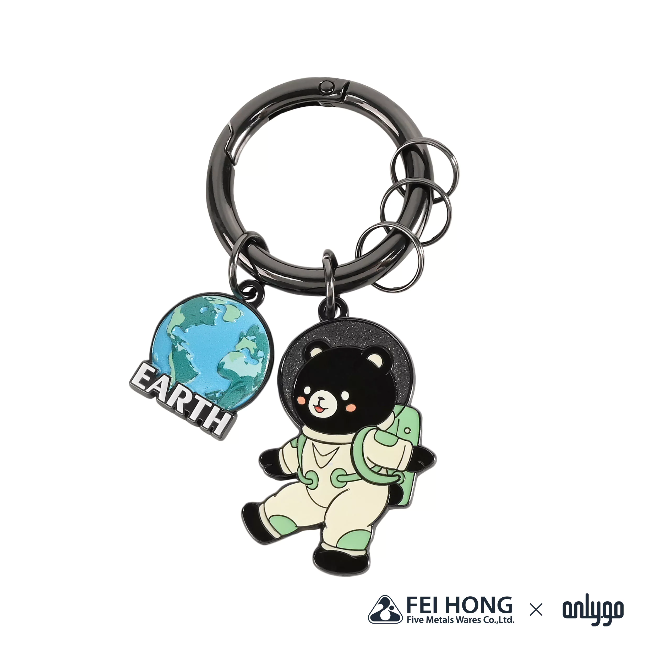 CJ C080C 動物太空人鑰匙圈 地球X台灣黑熊 FH 01
