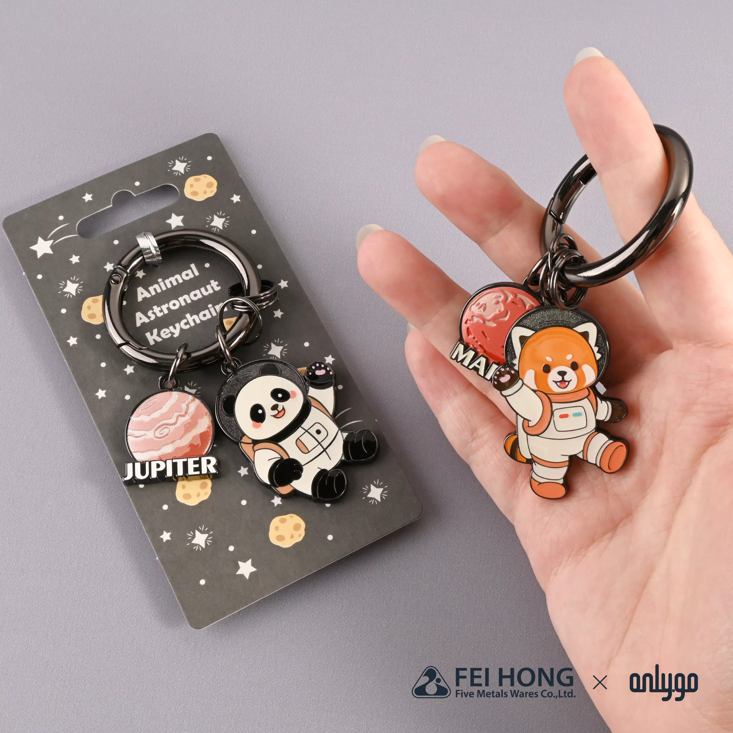 CJ C080D 動物太空人鑰匙圈 火星X小貓熊 FH 07