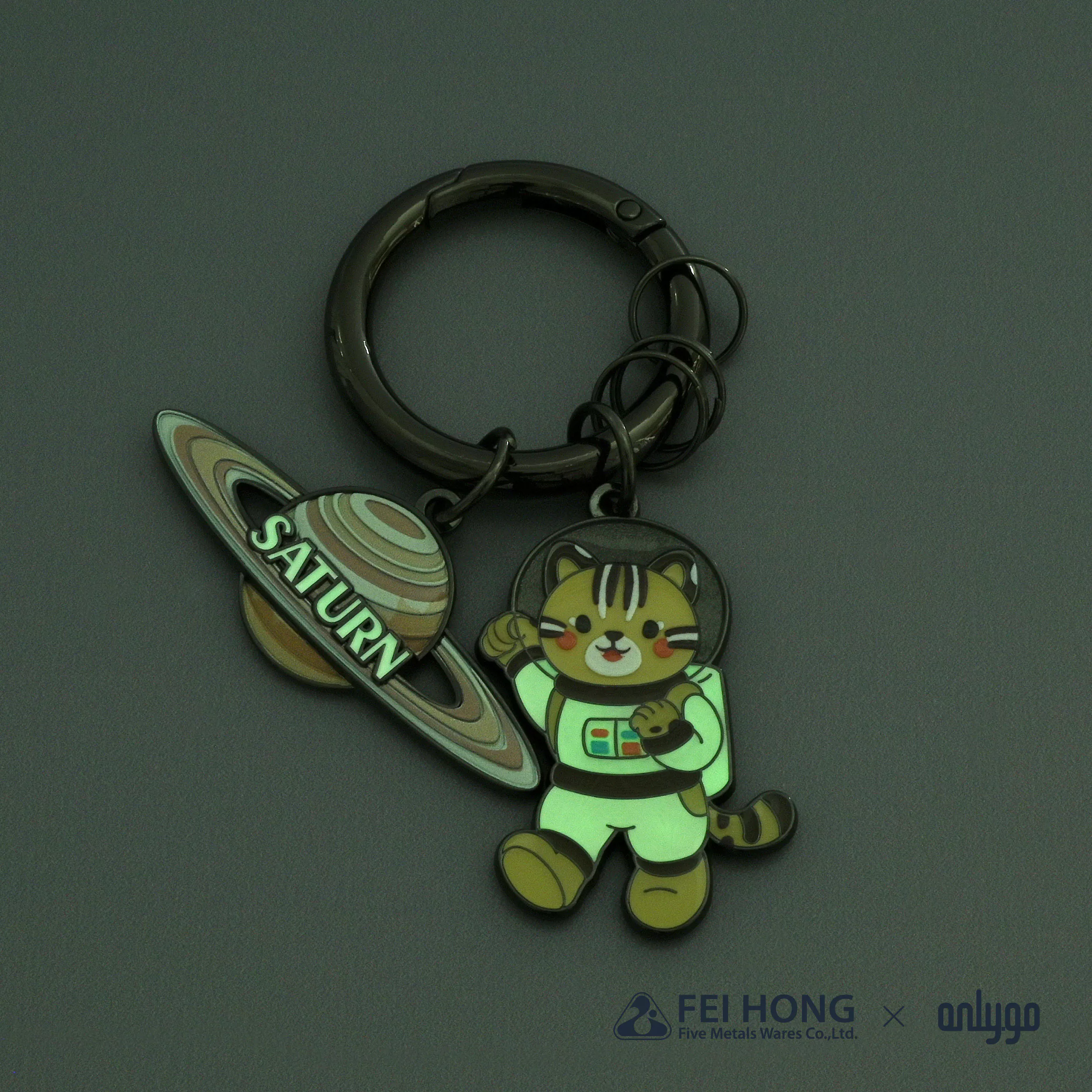 CJ C080F 動物太空人鑰匙圈 土星X石虎 FH 04
